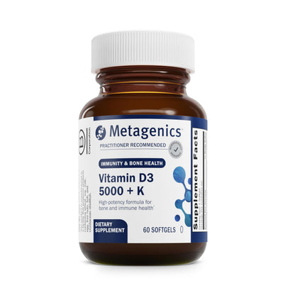 Metagenics Vitamin D3 + K (MK-7) – Immune, Artery, Bone & Heart Health | 5,000 IU, 60 Softgels