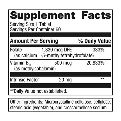 Metagenics Intrinsi B12-Folate with Methylcobalamin & L-5-MTHF - 60 Tablets