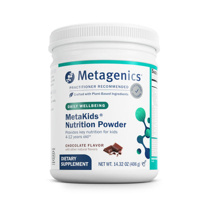 Metagenics MetaKids Nutrition Powder – Kids Multivitamin with Prebiotics, DHA, Protein (Non-GMO, Gluten-Free) Chocolate 14.32 oz