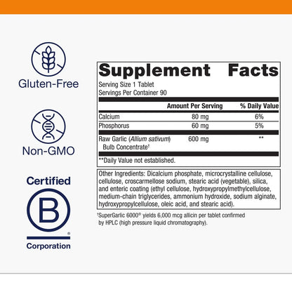 Metagenics SuperGarlic 6000 - Odorless Garlic Supplement, 6000 mcg Allicin, 90 Tablets BritishVita | Premium UK Vitamins & Wellness Supplements