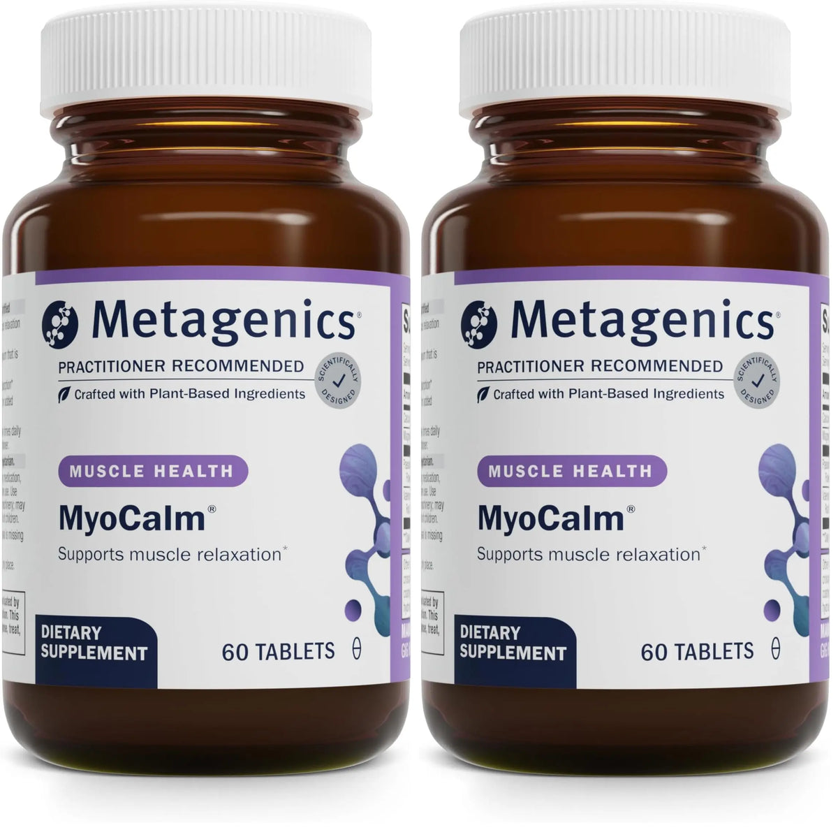 Metagenics MyoCalm: Calcium & Magnesium for Muscle Support with Passionflower & Valerian (Pack of 2, 60 Tablets Each) BritishVita | Premium UK Vitamins & Wellness Supplements