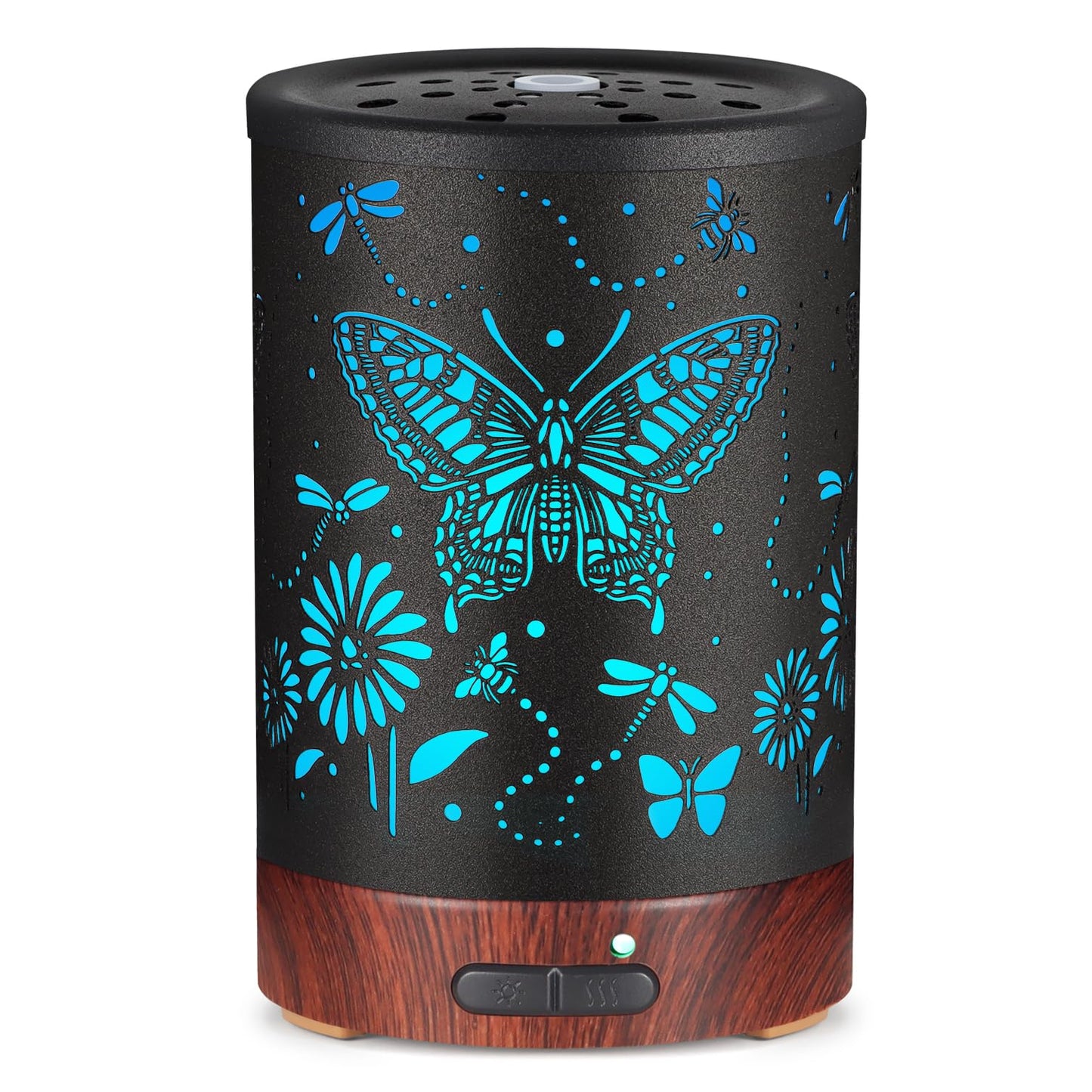 Metal Essential Oils Diffuser 150ML – 7 Color LED, Auto-Off, Cool Mist Humidifier | Gift for Mom (Butterfly)