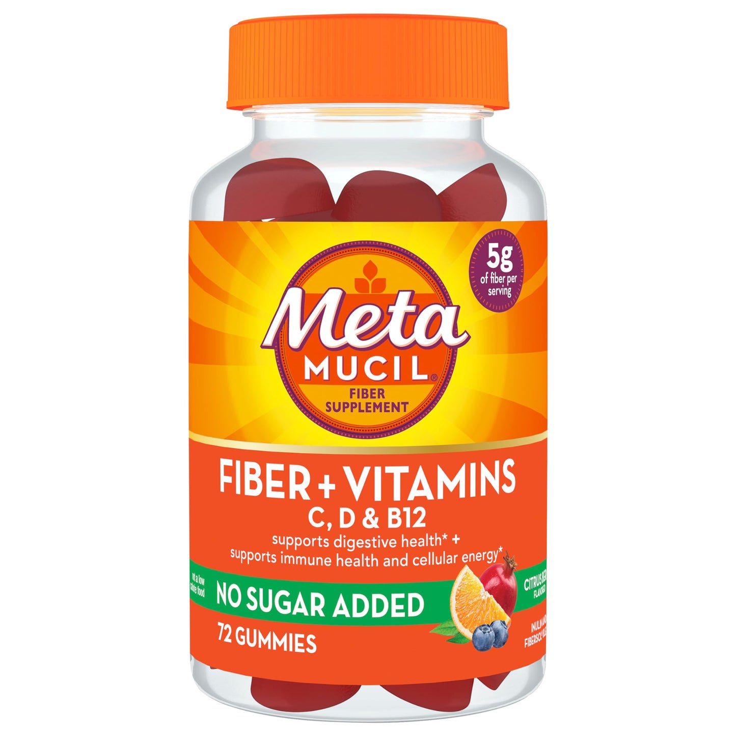 Metamucil Fiber Gummies - 72 Count, Citrus Berry, Digestive & Immune Support