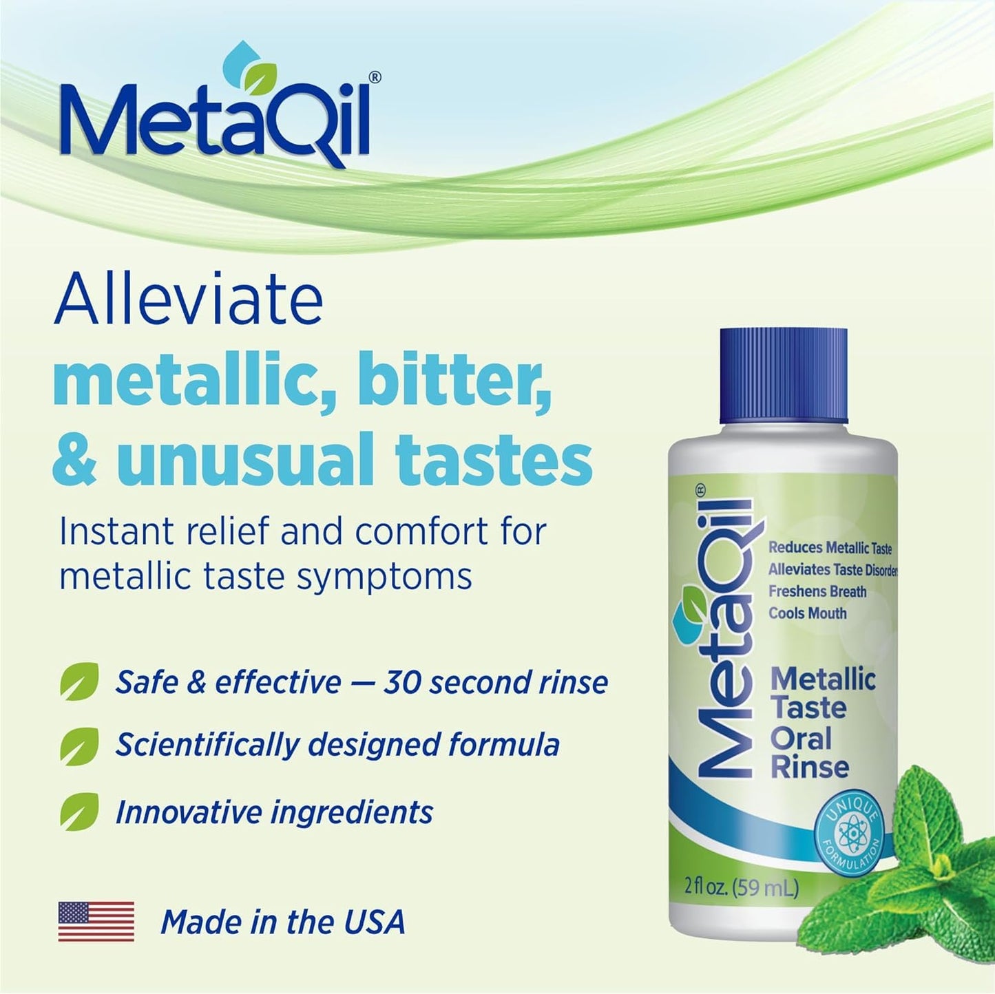 MetaQil Oral Rinse – Relieve Metallic & Bitter Tastes, 8 Core Ingredients, 2 Fl Oz