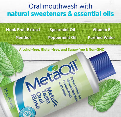 MetaQil Oral Rinse – Relieve Metallic & Bitter Tastes, 8 Core Ingredients, 2 Fl Oz
