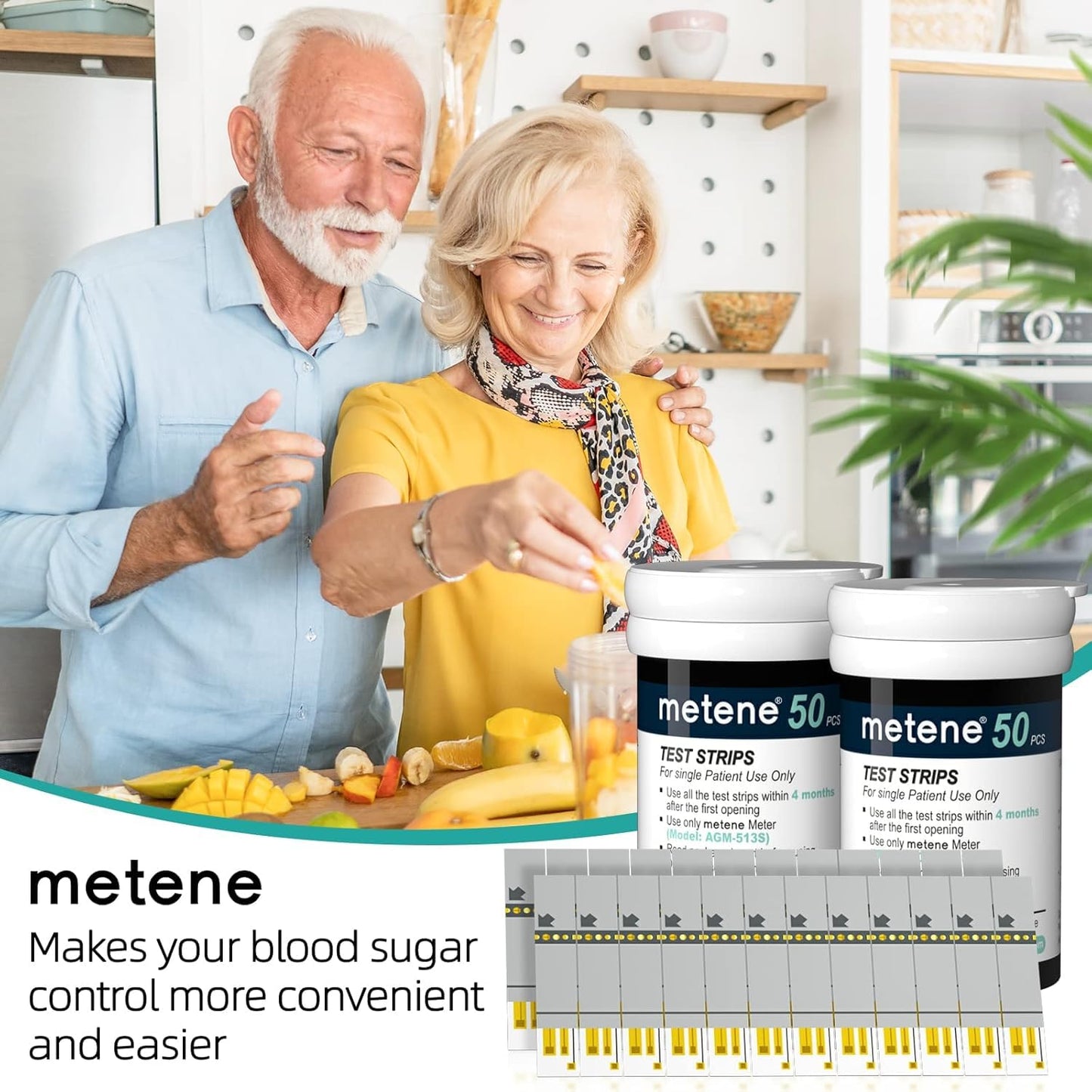 Metene AGM-513S Test Strips – 100 Count for AGM-513S Glucose Monitoring System