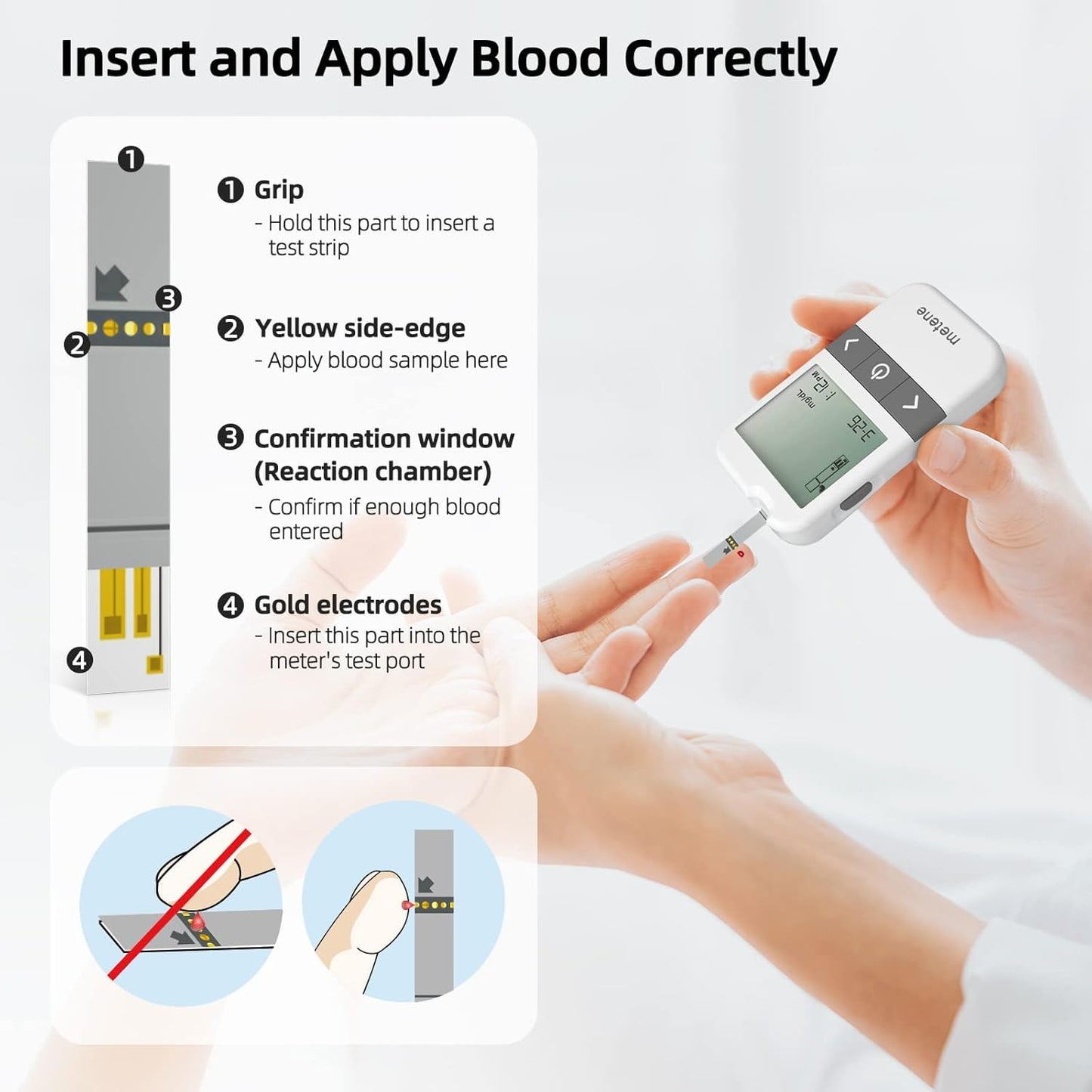 Metene AGM-513S Test Strips – 100 Count for AGM-513S Glucose Monitoring System
