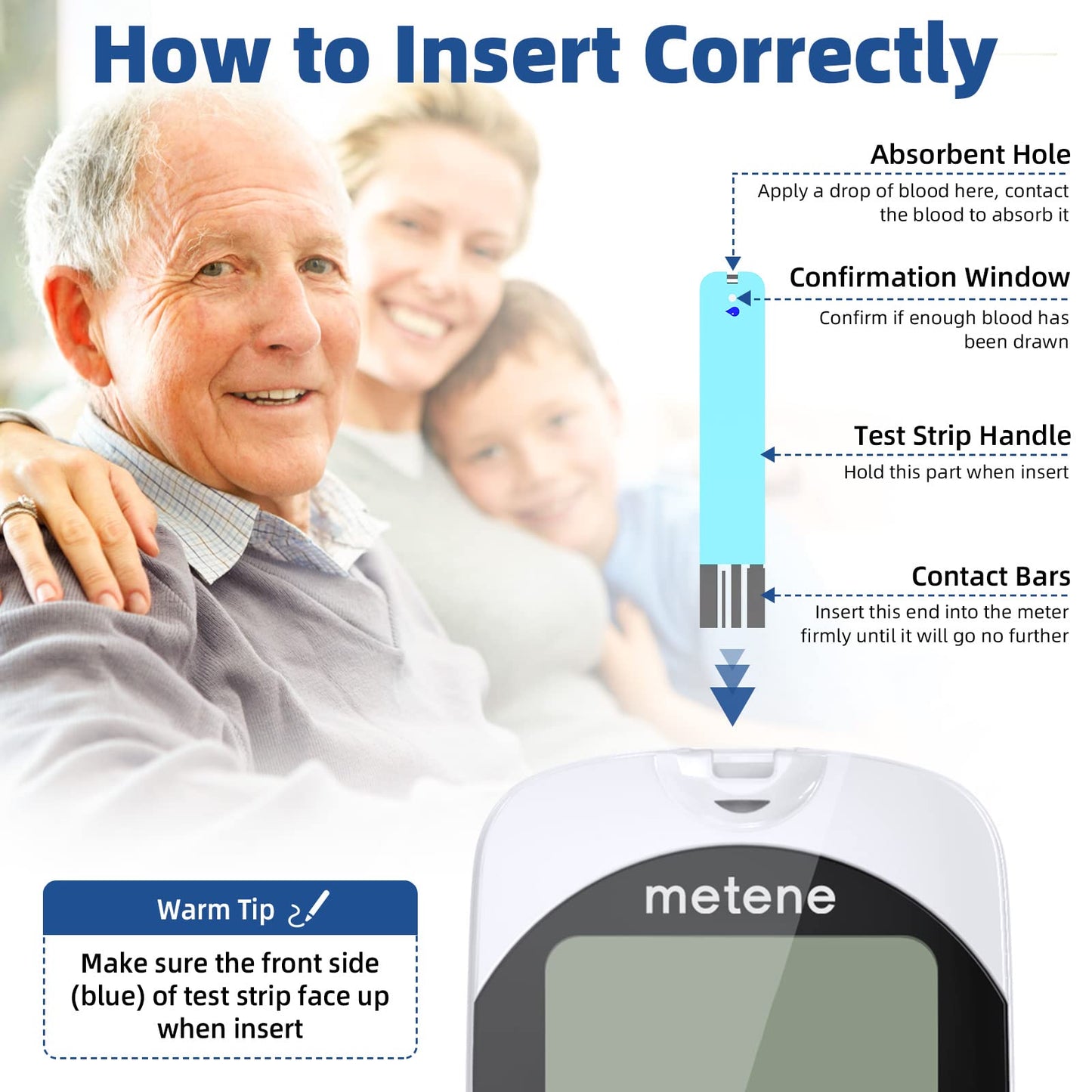 Metene TD-4116 Blood Glucose Test Strips | 300 Count for TD-4116 and Metene S Monitors