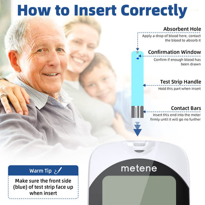 Metene TD-4116 Blood Glucose Test Strips - 100 Count for TD-4116 & S Meters