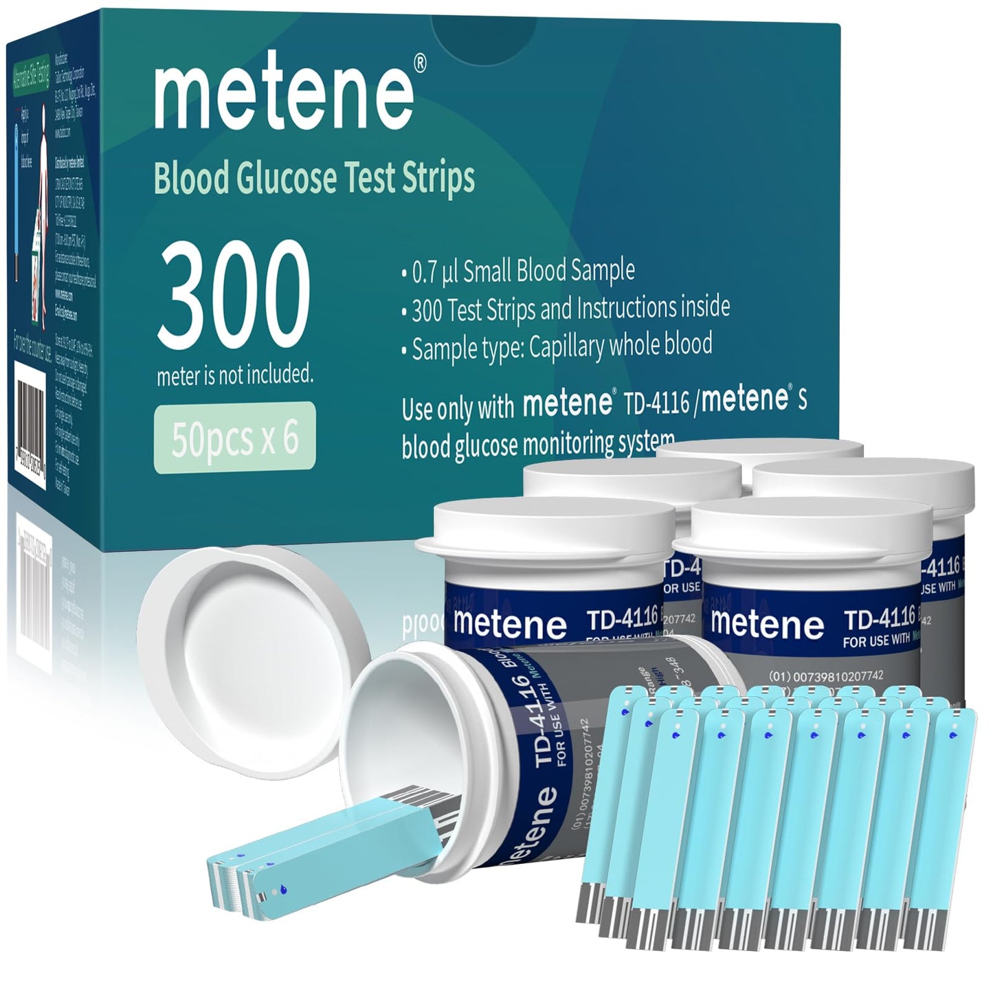 Metene TD-4116 Blood Glucose Test Strips | 300 Count for TD-4116 and Metene S Monitors