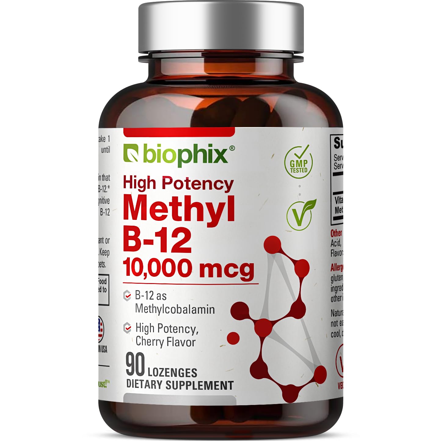Methyl B-12 10,000 mcg Lozenges – Cherry Flavor, 90 Vegan, Extra Strength