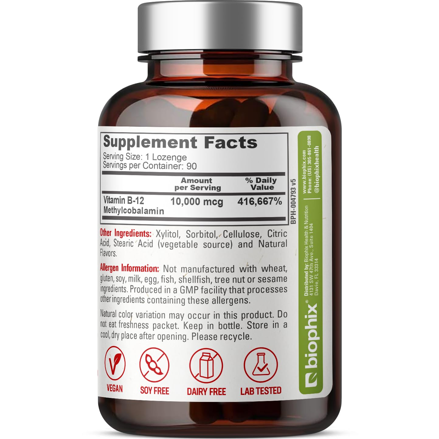 Methyl B-12 10,000 mcg Lozenges – Cherry Flavor, 90 Vegan, Extra Strength