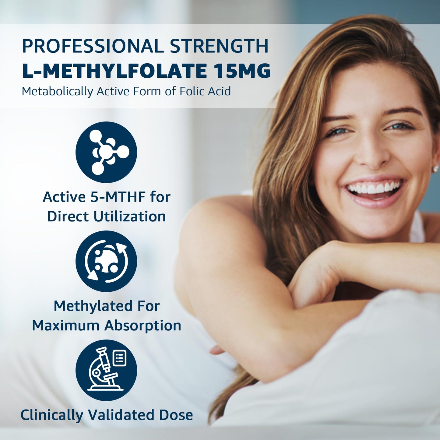 L-MethylFolate 15mg & Methyl B12 Gummies - Active 5-MTHF, Vegan, 60 Count