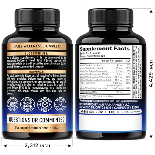 Vitamin B Complex Methylated – 9-in-1 B Vitamins for Energy, Brain & Mood | Vegan | Made in USA | 120 Capsules