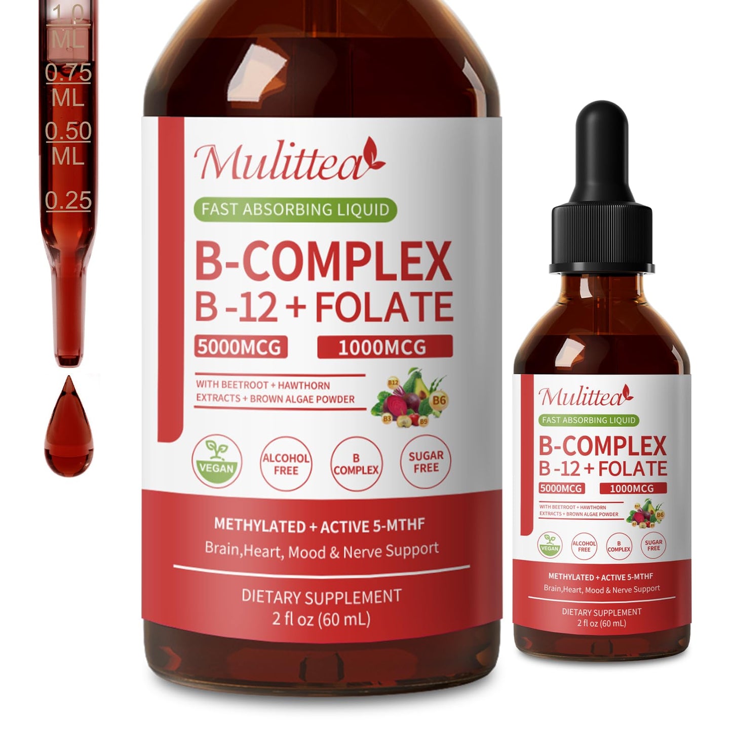 Methylated B Complex Liquid Drops - 5000 mcg B12 + 1000 mcg 5-MTHF