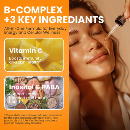 Methylated B Complex Liquid Drops for Women | B12, 5-MTHF, Omega-3 | 2 fl oz