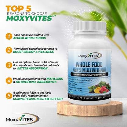 Methylated Men's Multivitamins – 44 Organic Whole-Food Ingredients | Vegan Daily Vitamin for Men
