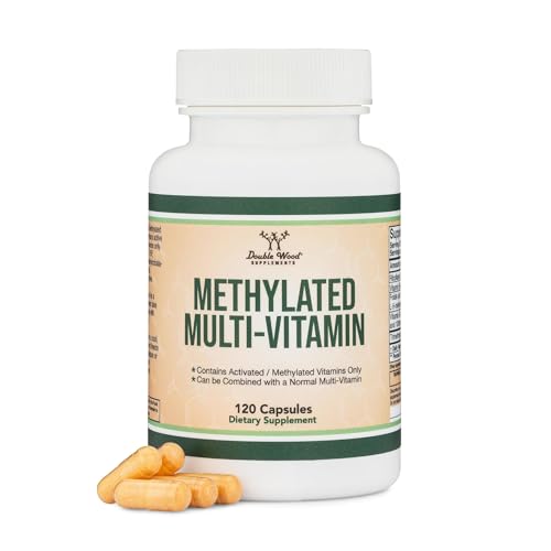 Methylated Multivitamin with Methylfolate & TMG - Non-GMO, Gluten Free MTHFR Supplement | Double Wood, 120 Capsules