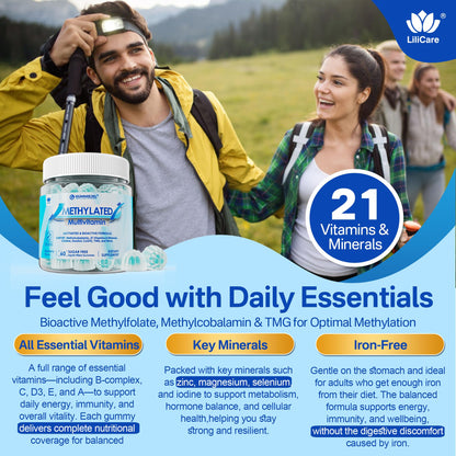 Methylated Multivitamin Gummies for Men & Women – Greens & Mushroom Blend (Sugar Free)