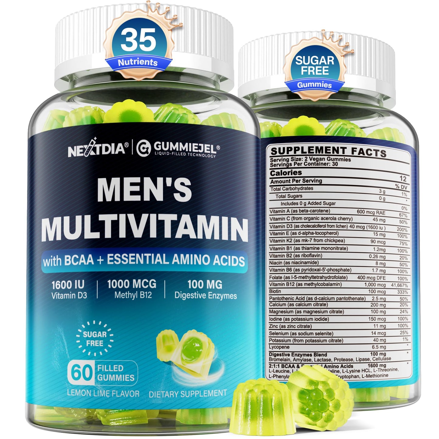 Methylated Multivitamin Gummies for Men – Vegan, Sugar Free, 60 Count