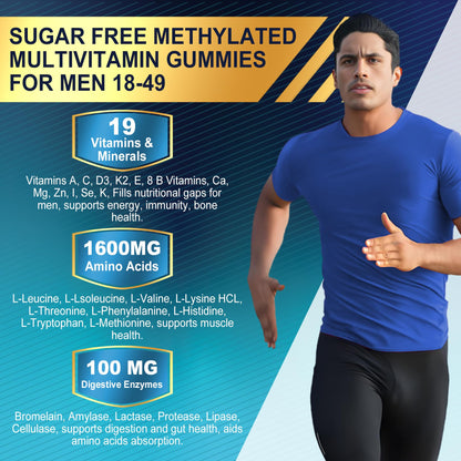 Methylated Multivitamin Gummies for Men – Vegan, Sugar Free, 60 Count