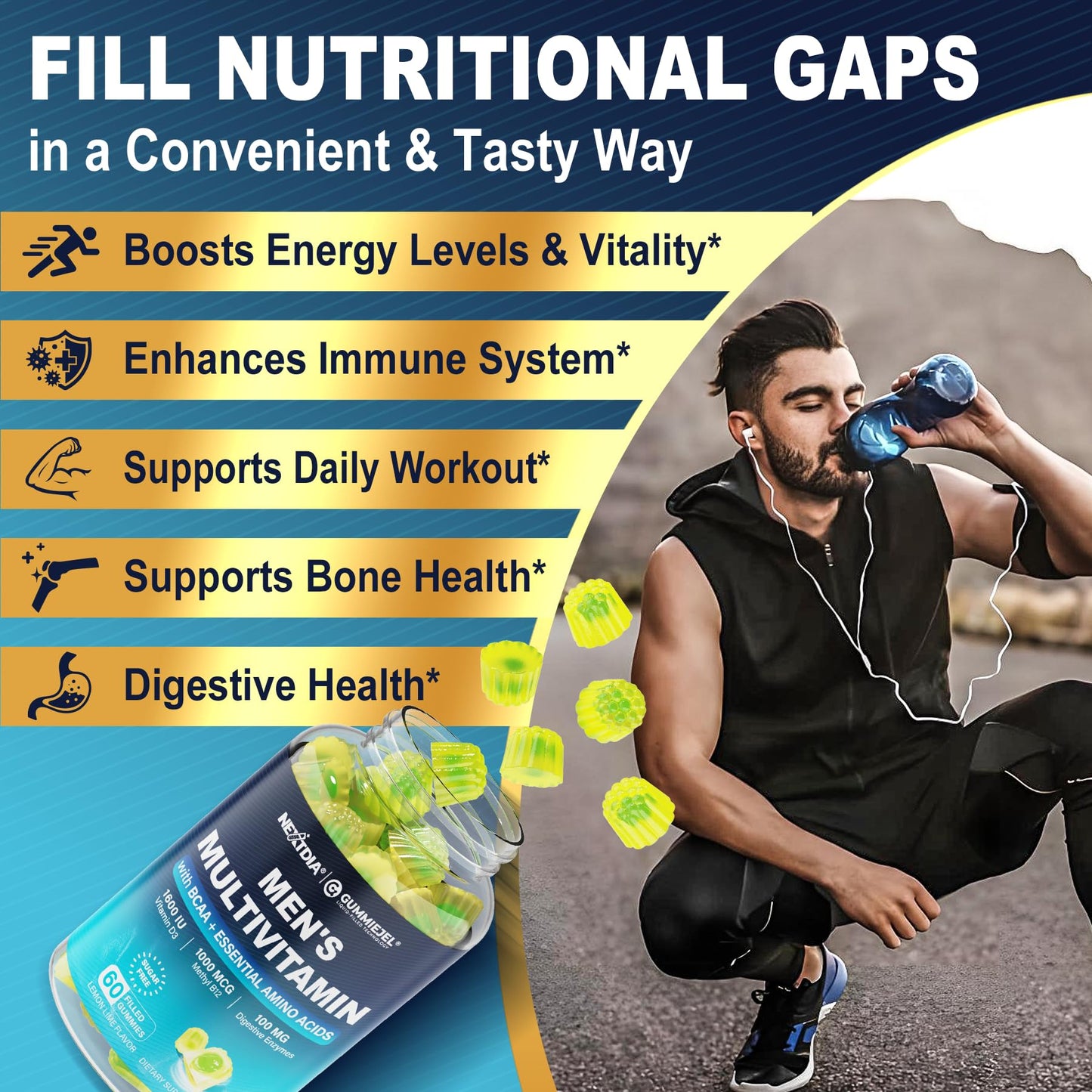 Methylated Multivitamin Gummies for Men – Vegan, Sugar Free, 60 Count