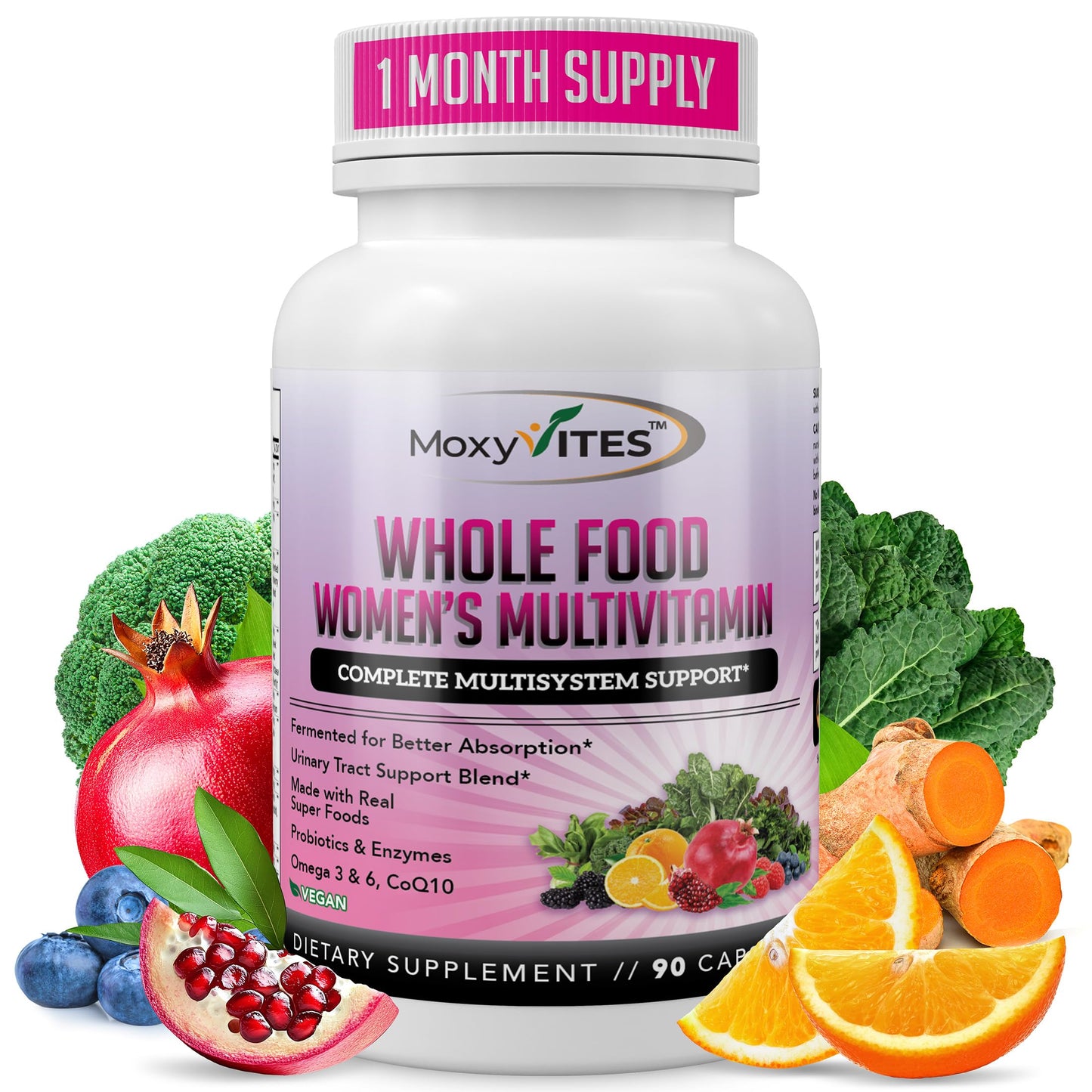 Womens Methylated Multivitamin with Iron - 44 Organic Fermented Nutrients | 90 Vegan Caps
