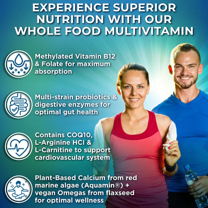 SUPPLEMENTS STUDIO Vegan Methylated Multivitamin for Men & Women – Whole Food, Iron-Free, Non-GMO (180 Count)