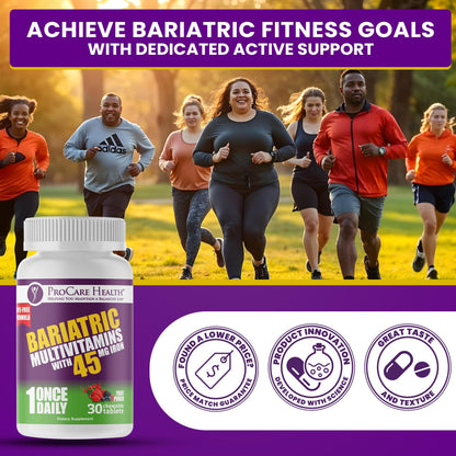 ProCare Health Bariatric Multivitamin with Iron 45mg – Fruit Punch Chewable (30 Tablets)