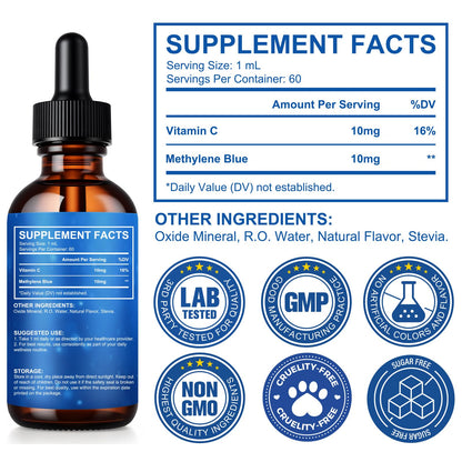 Methylene Blue 1% Drops | Pharmaceutical Grade | 60ml – Memory, Focus, Clarity