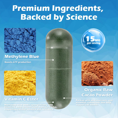 Liophy Methylene Blue Capsules – Premium 99% Methylene Blue with Vitamin C Ester | 60 Capsules Dietary Supplement