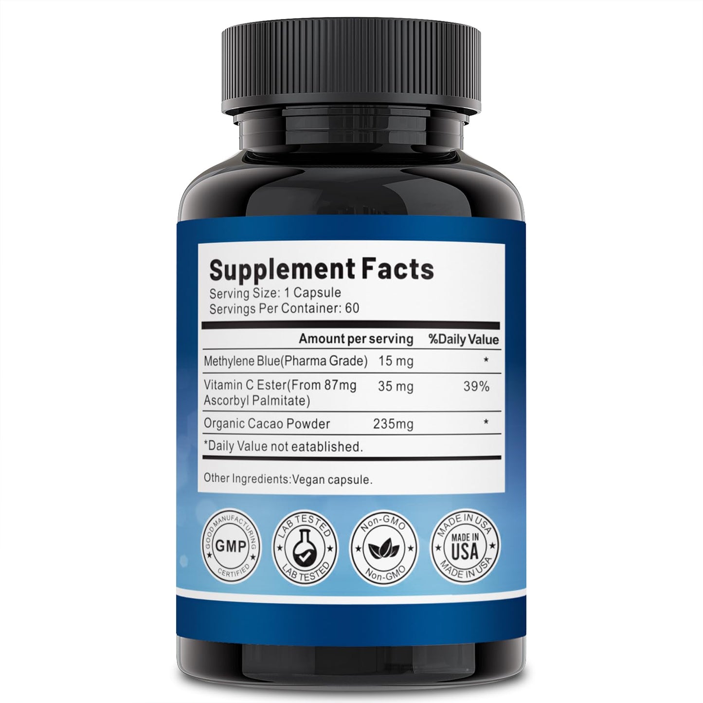 Liophy Methylene Blue Capsules – Premium 99% Methylene Blue with Vitamin C Ester | 60 Capsules Dietary Supplement
