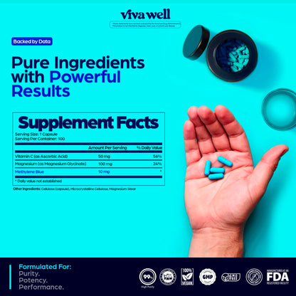 Methylene Blue Pharmaceutical Grade Capsules – USP Grade for Focus, Clarity & Energy