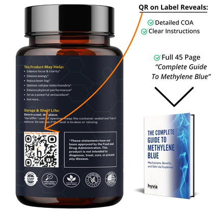 Hyvia Health Methylene Blue Capsules with Vitamin C – 120ct, USP Grade, Made in USA BritishVita | Premium UK Vitamins & Wellness Supplements
