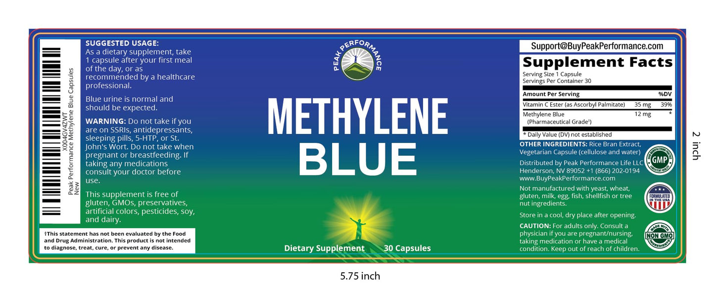 Methylene Blue Capsules – Ultra High Purity USP, Vegan & GMP