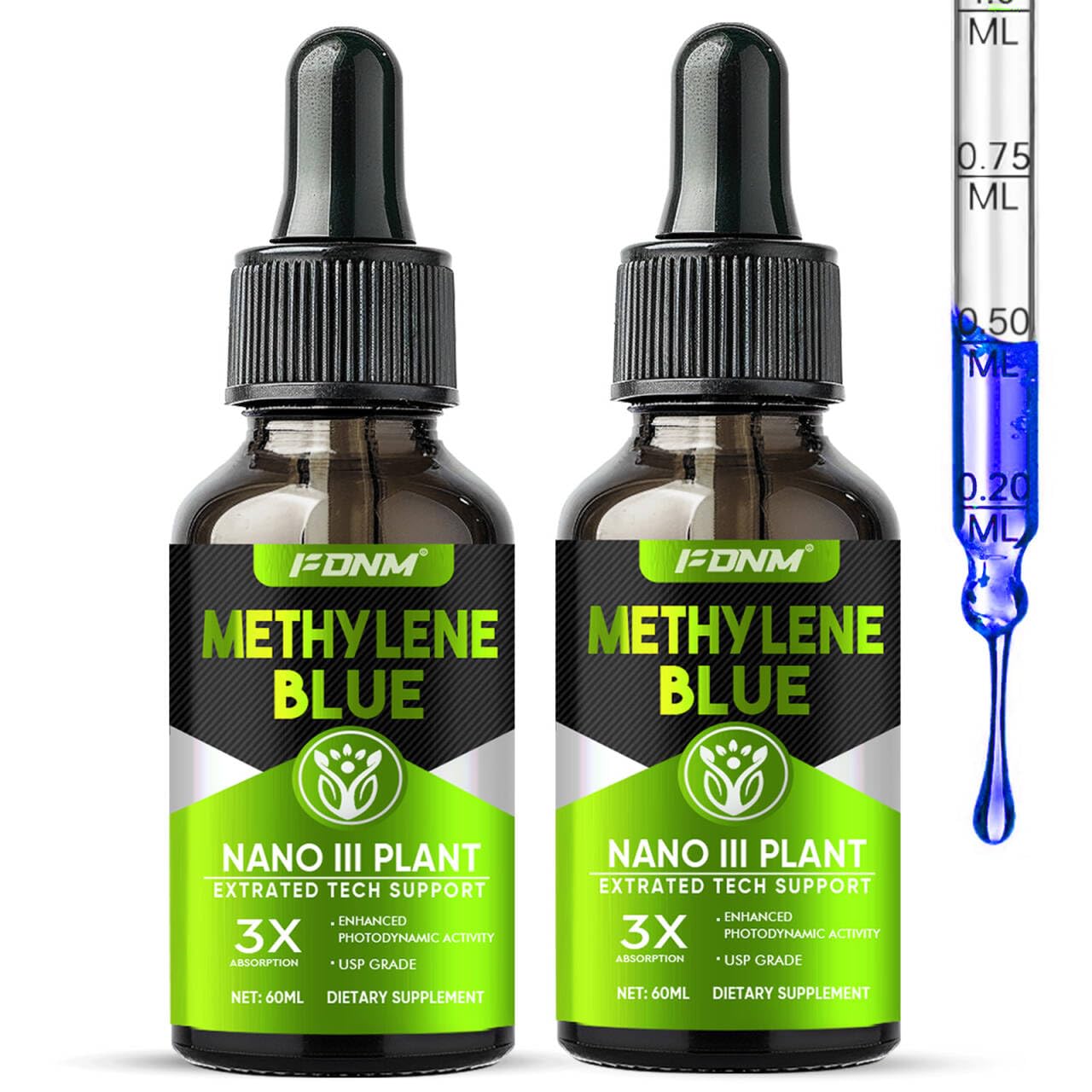 2-Pack Methylene Blue Drops – Pharmaceutical Grade, Brain Health Support, 1% USP