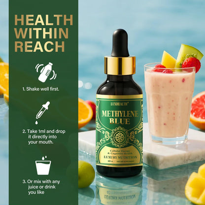 Methylene Blue Drops 1% - 2oz | Vegan & Non-GMO | Cellular & Cognitive Wellness