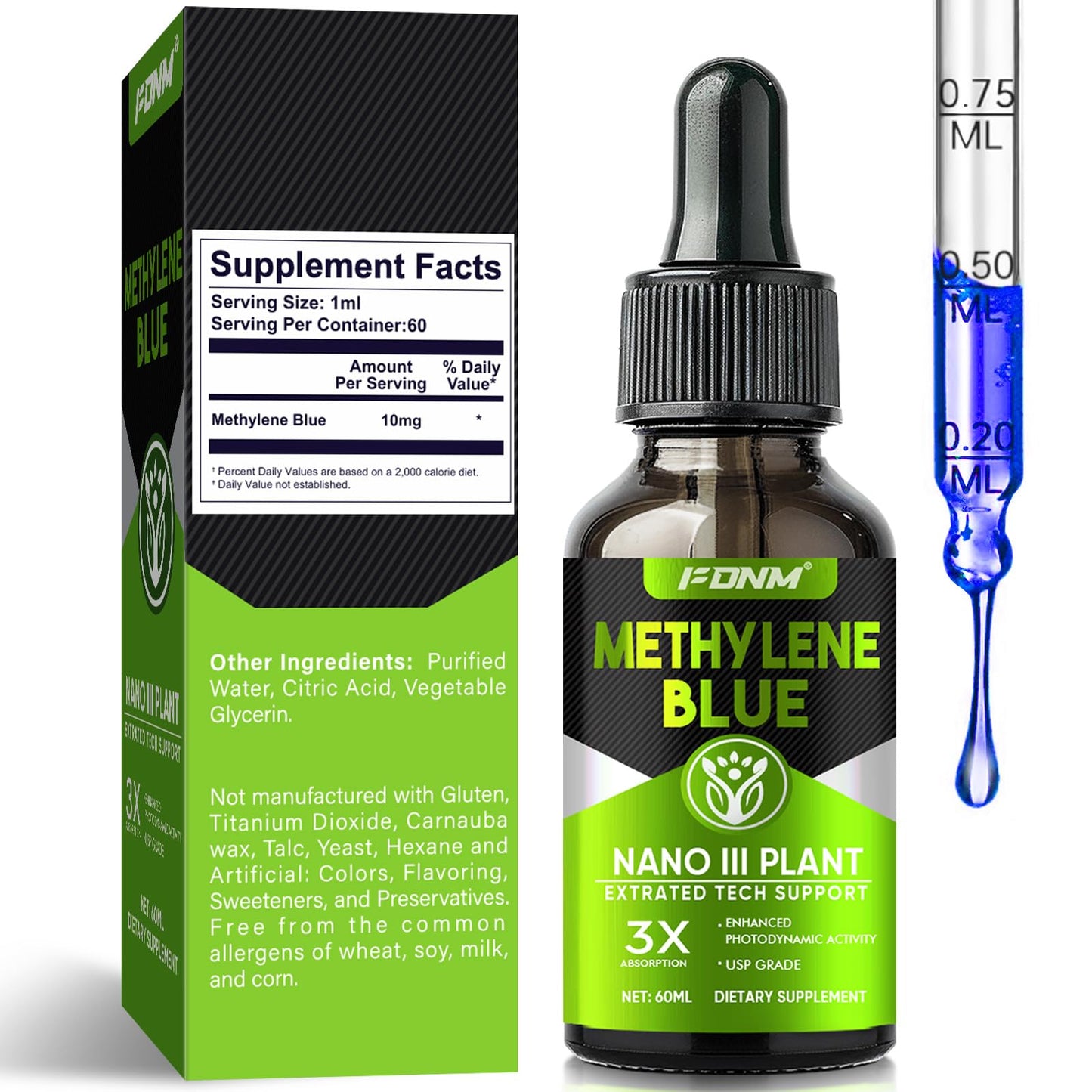 Methylene Blue Drops – 2 Fl oz, Pharmaceutical Grade, Brain Health & Focus
