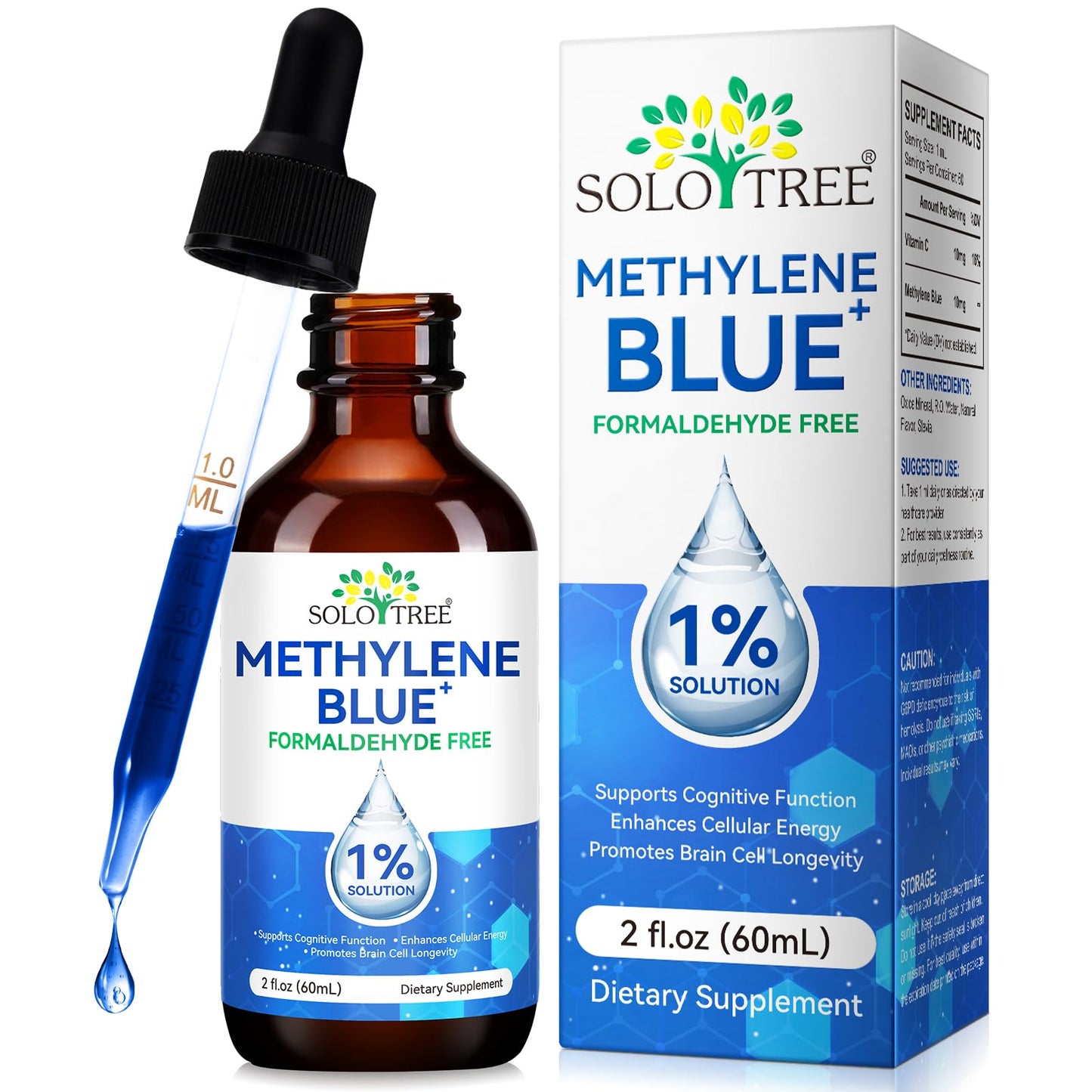 Methylene Blue Pharmaceutical Grade Drops – Brain Health & Energy Support (2 Fl Oz) | No Formaldehyde, No Alcohol, No Gluten