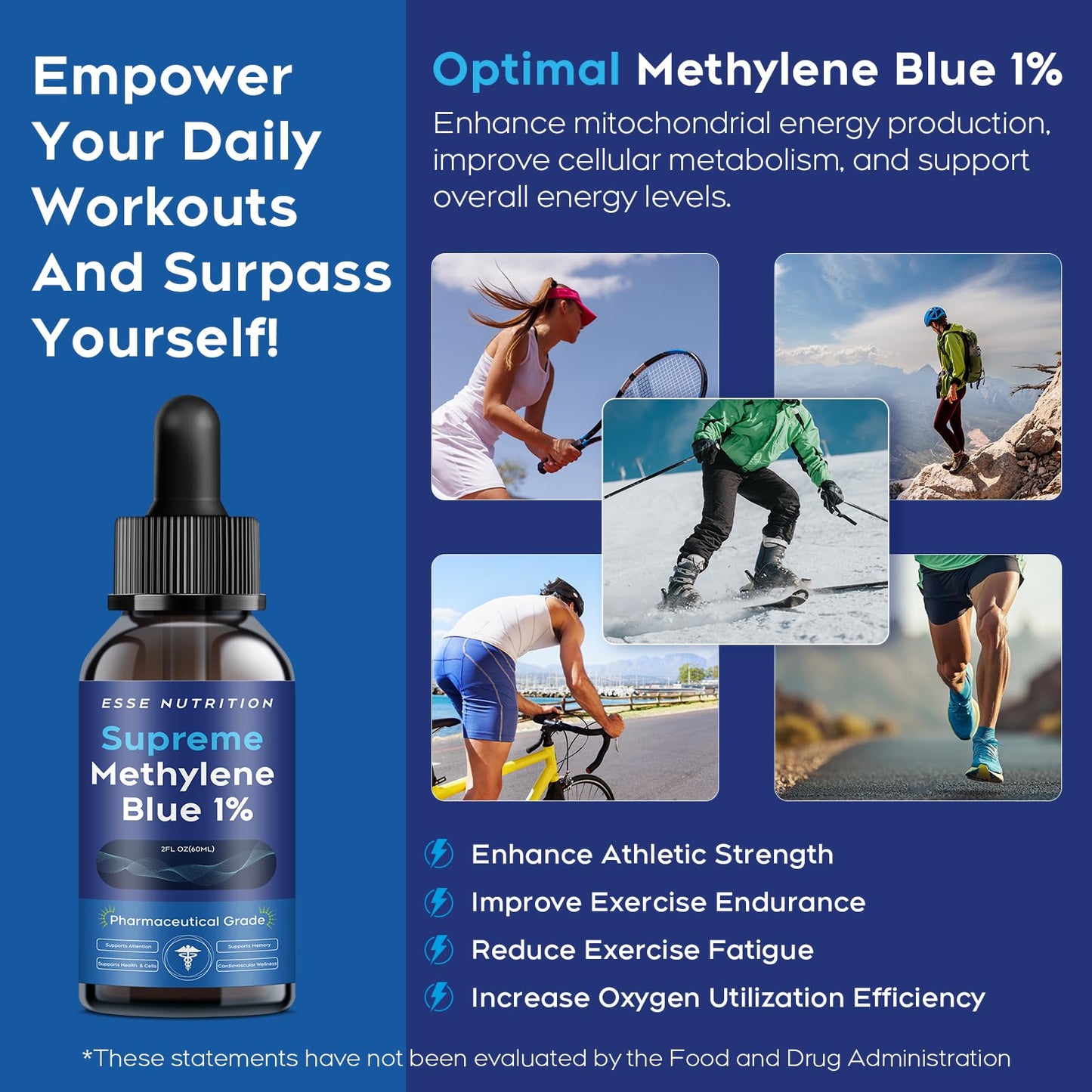 Pharmaceutical Grade Methylene Blue Supplement 1% (60ml) – Third-Party Tested, Formaldehyde-Free & Alcohol-Free