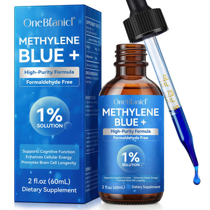 Methylene Blue Drops – Pharmaceutical Grade for Brain Health & Energy Support | No Formaldehyde, No Alcohol, No Gluten – 2 fl oz