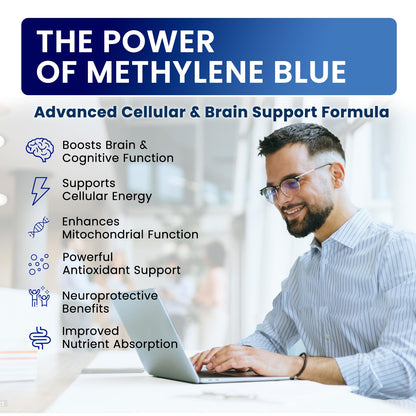 Methylene Blue Drops | USP Grade 1% Liquid for Brain Health — CoQ10, PQQ, Vitamin C, Piperine | 2 fl oz