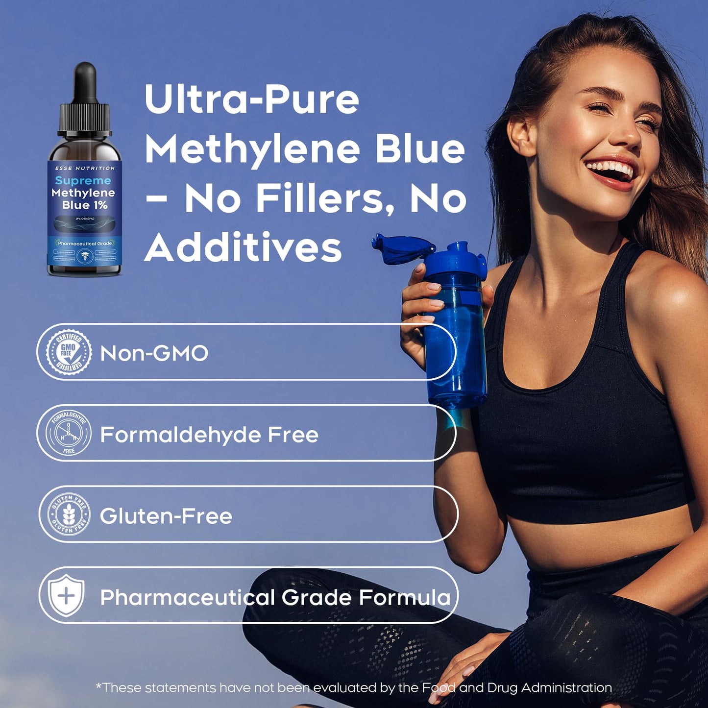Pharmaceutical Grade Methylene Blue Supplement 1% (60ml) – Third-Party Tested, Formaldehyde-Free & Alcohol-Free