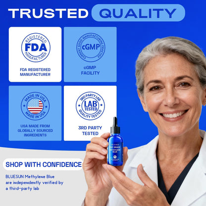 Bluesun Methylene Blue 1% Liquid Drops – USP Grade, USA Made, 2 fl oz
