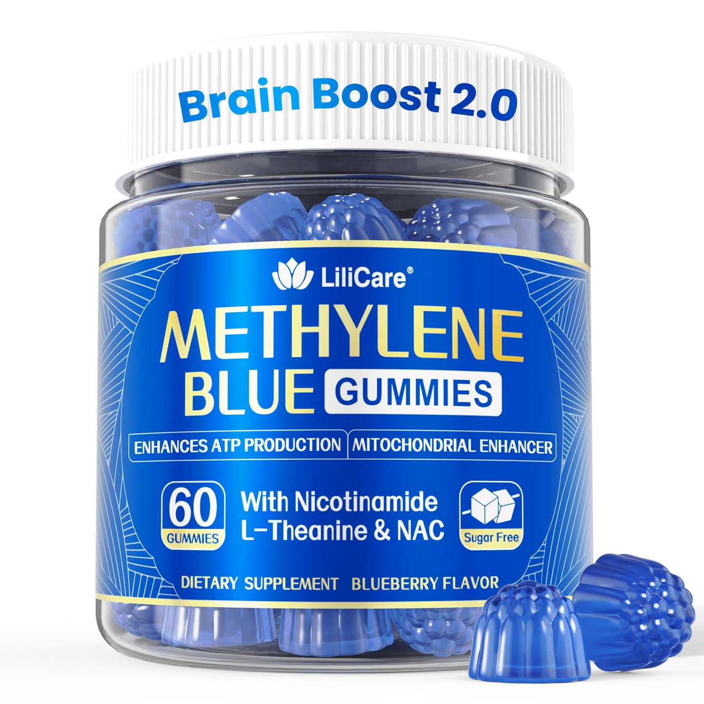 Methylene Blue Gummies for Humans | High-Potency Brain Booster & Antioxidant - Vegan 60 Count