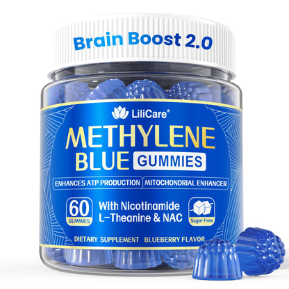 Methylene Blue Gummies for Humans | High-Potency Brain Booster & Antioxidant - Vegan 60 Count