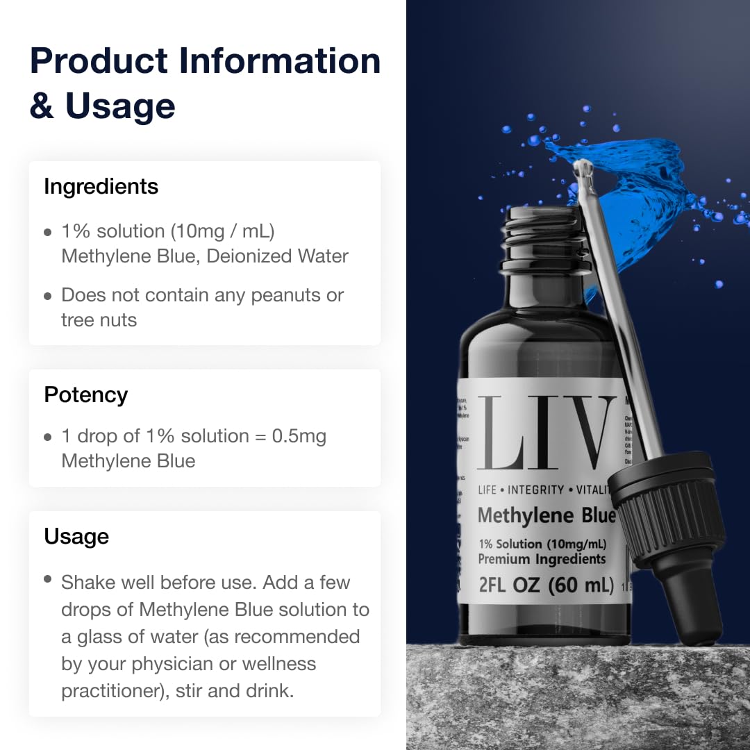 Pharmaceutical Grade Methylene Blue Liquid 60ml | LIV Premier Supplement