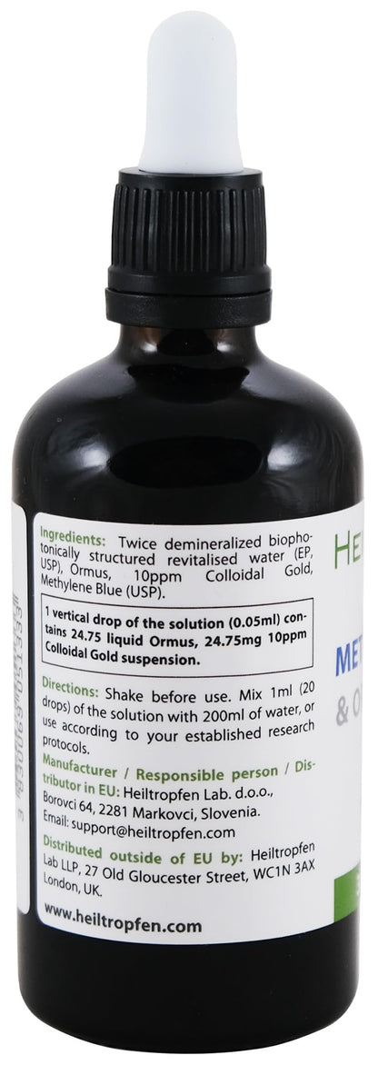 Methylene Blue & Ormus & Gold 3.4 Fl Oz – Ultra High Purity (100 ml) | 24K Colloidal Gold | Glass Bottle | Heiltropfen®