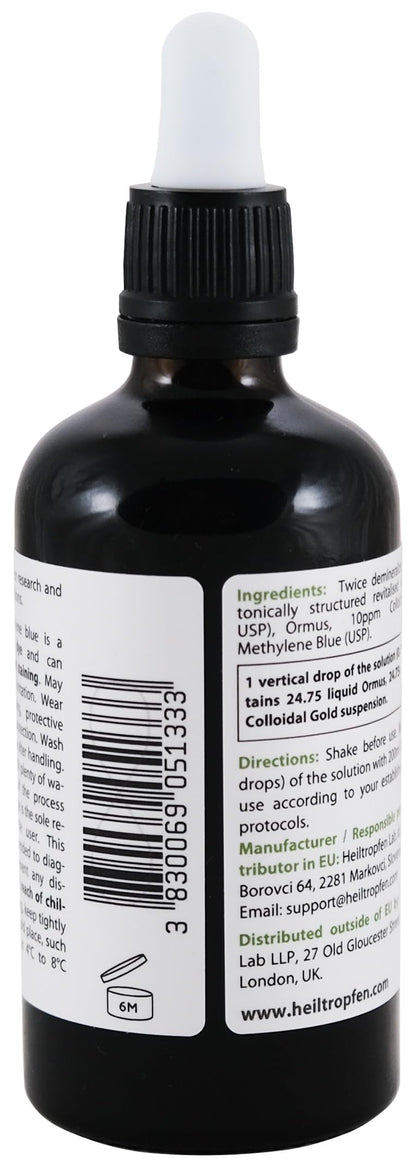 Methylene Blue & Ormus & Gold 3.4 Fl Oz – Ultra High Purity (100 ml) | 24K Colloidal Gold | Glass Bottle | Heiltropfen®