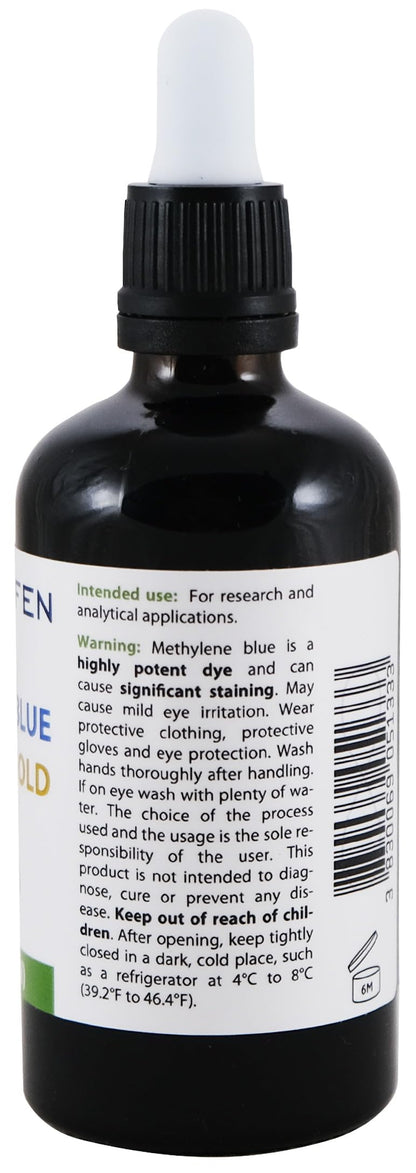 Methylene Blue & Ormus & Gold 3.4 Fl Oz – Ultra High Purity (100 ml) | 24K Colloidal Gold | Glass Bottle | Heiltropfen®